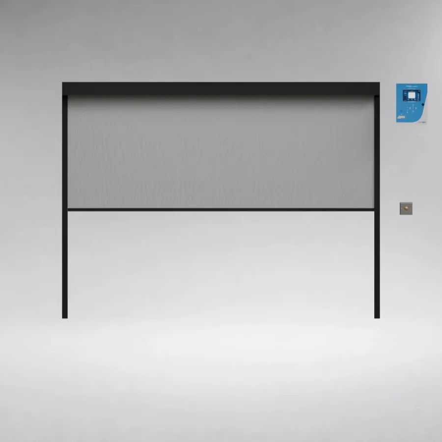 Automatic fire curtain with control panel